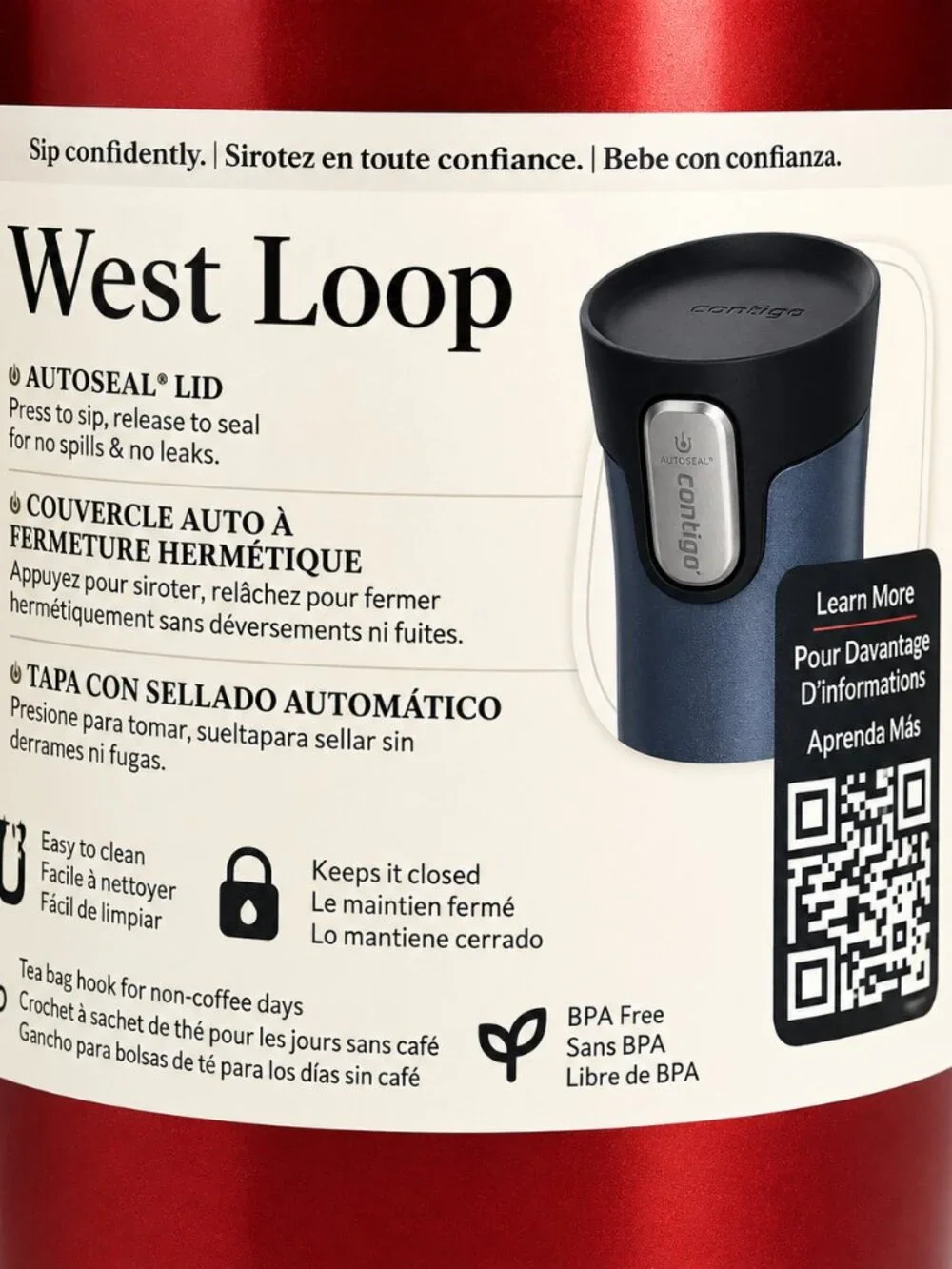 Contigo Travel Mug West Loop 3.0 Stainless Steel Insulated Leak Proof 20 FL OZ